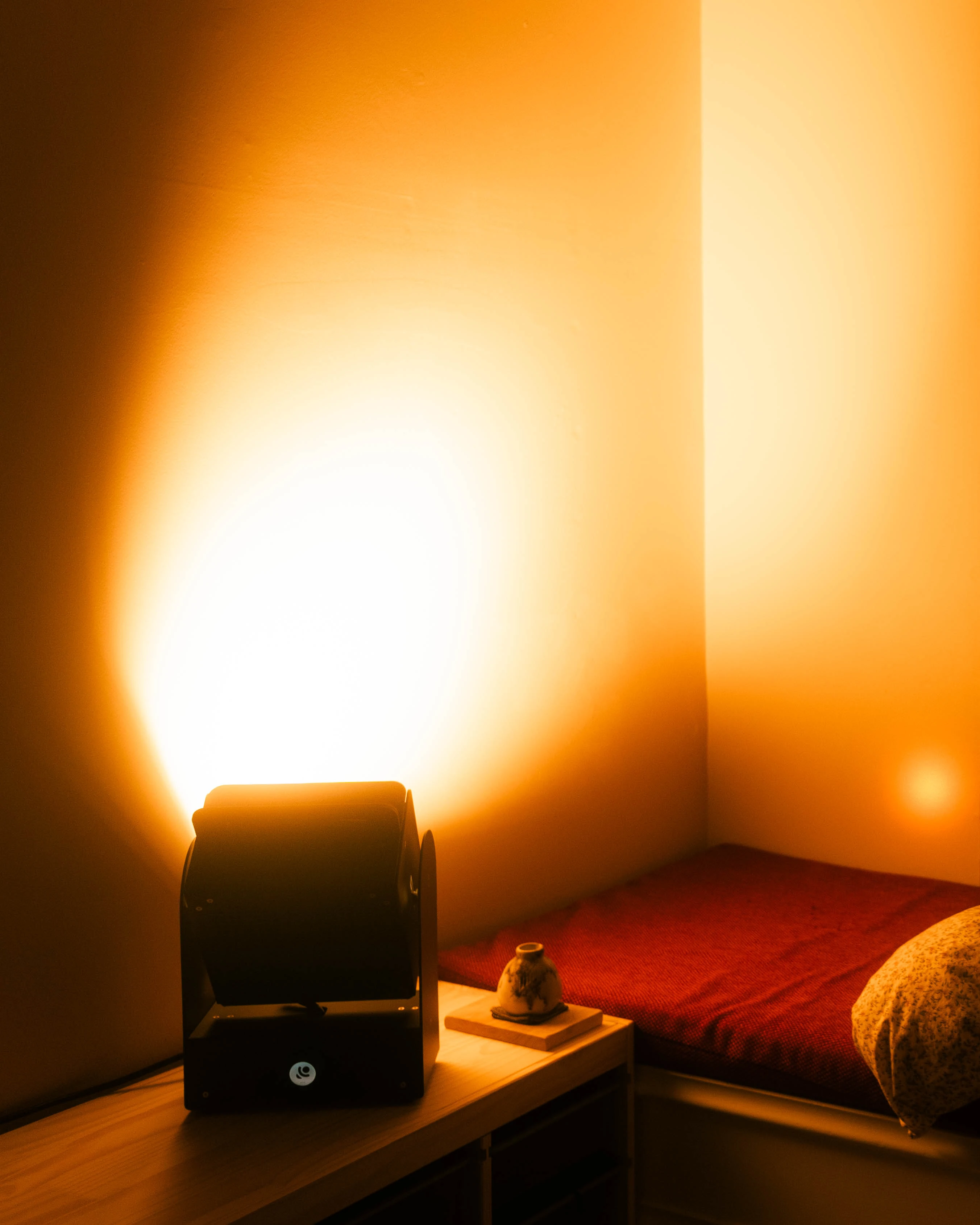 A Rhythm sunlight generator lighting a room — After dark