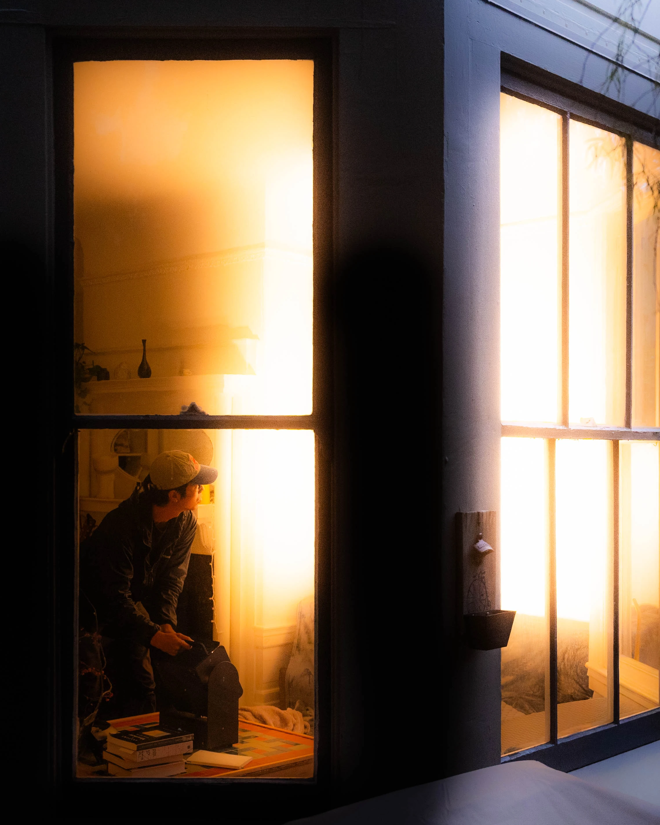 A Rhythm sunlight generator lighting a room — After dark