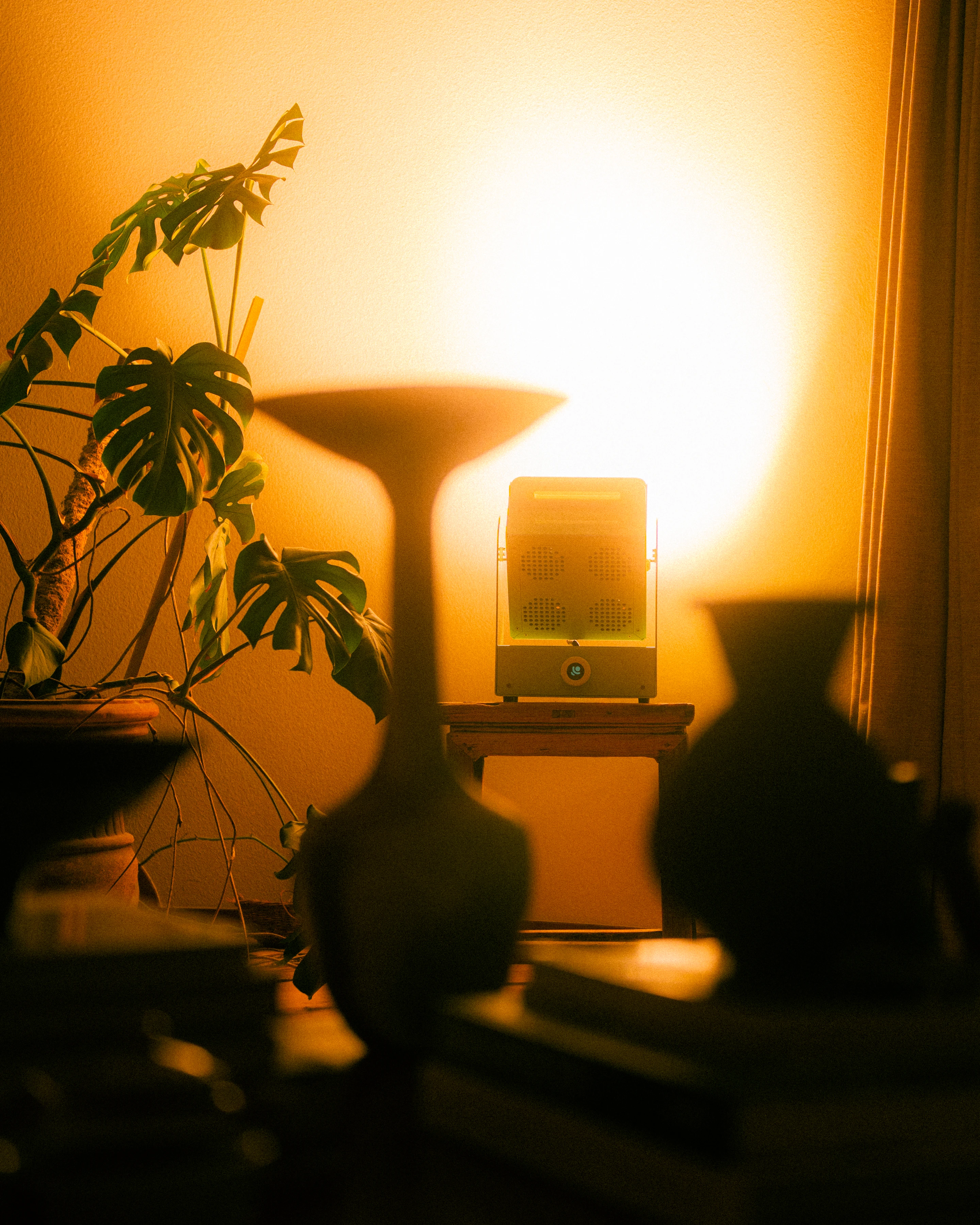 A Rhythm sunlight generator lighting a room — After dark