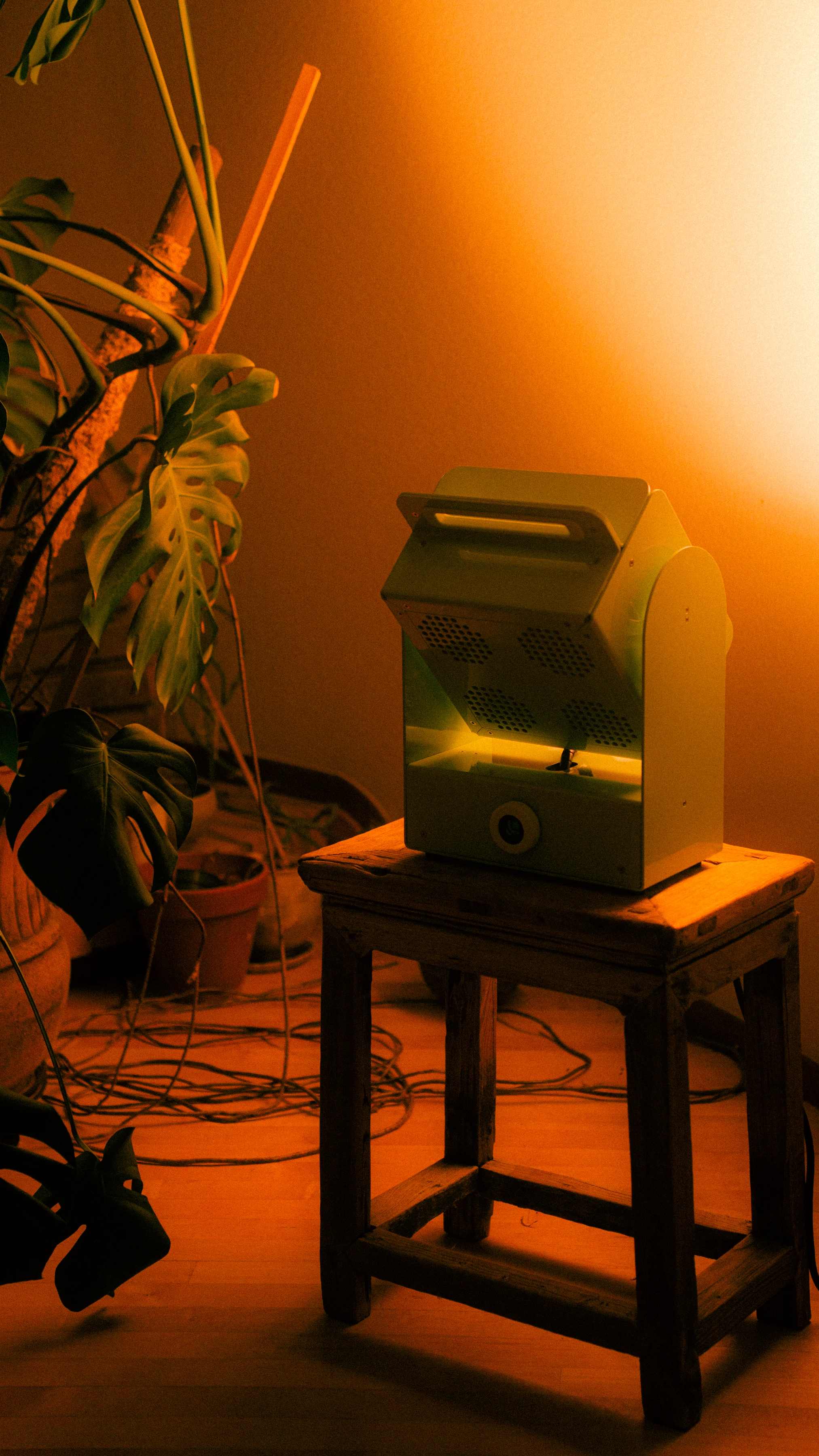 A Rhythm sunlight generator lighting a room — After dark