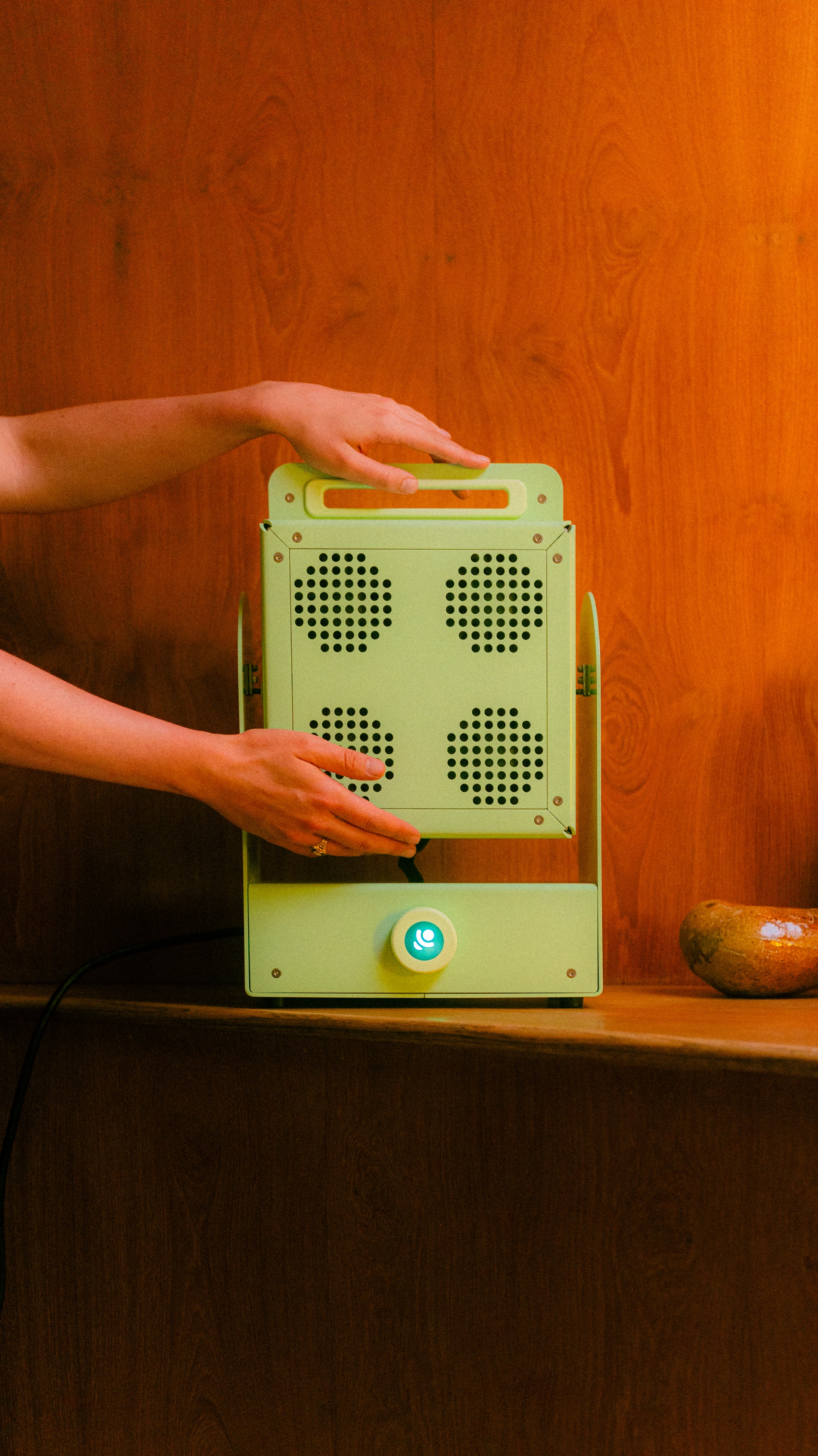 A Rhythm sunlight generator lighting a room — After dark