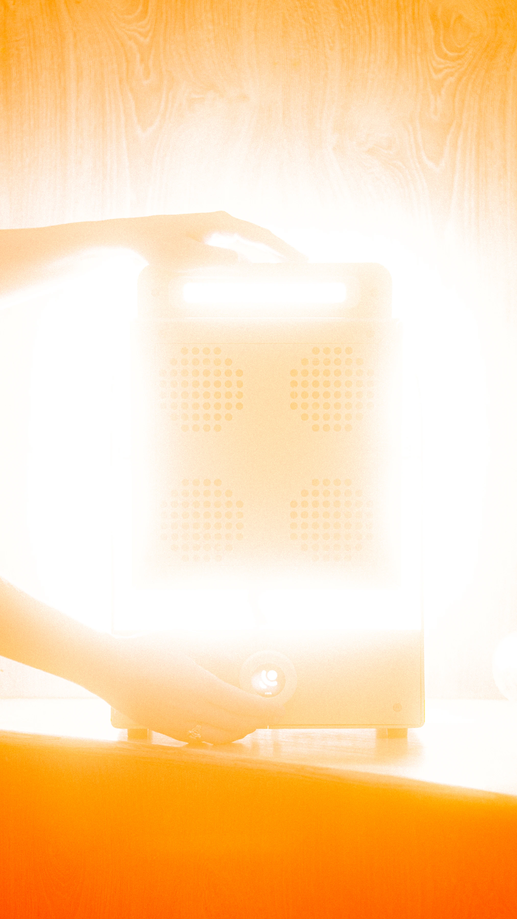 A Rhythm sunlight generator lighting a room — After dark