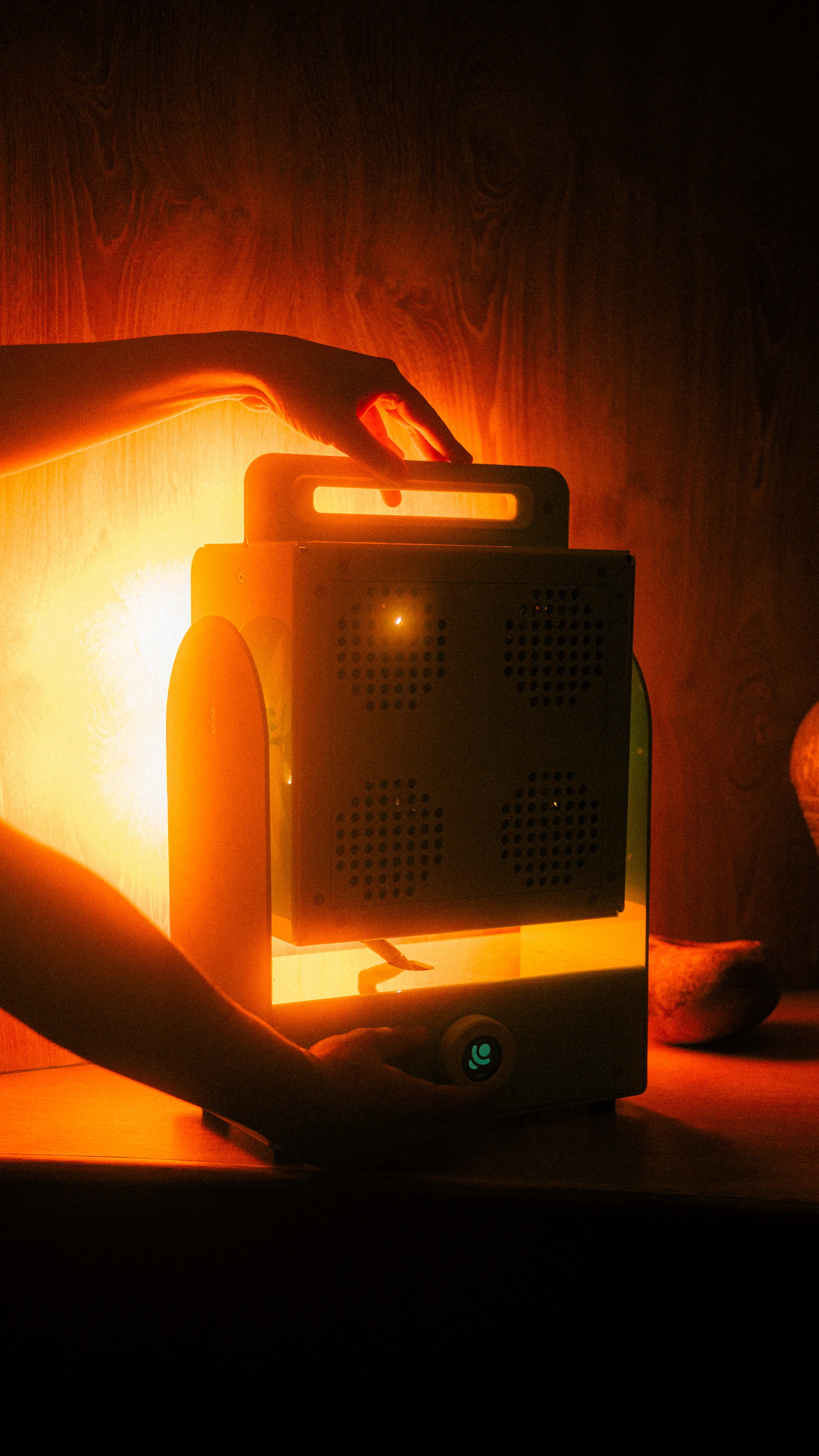 A Rhythm sunlight generator lighting a room — After dark