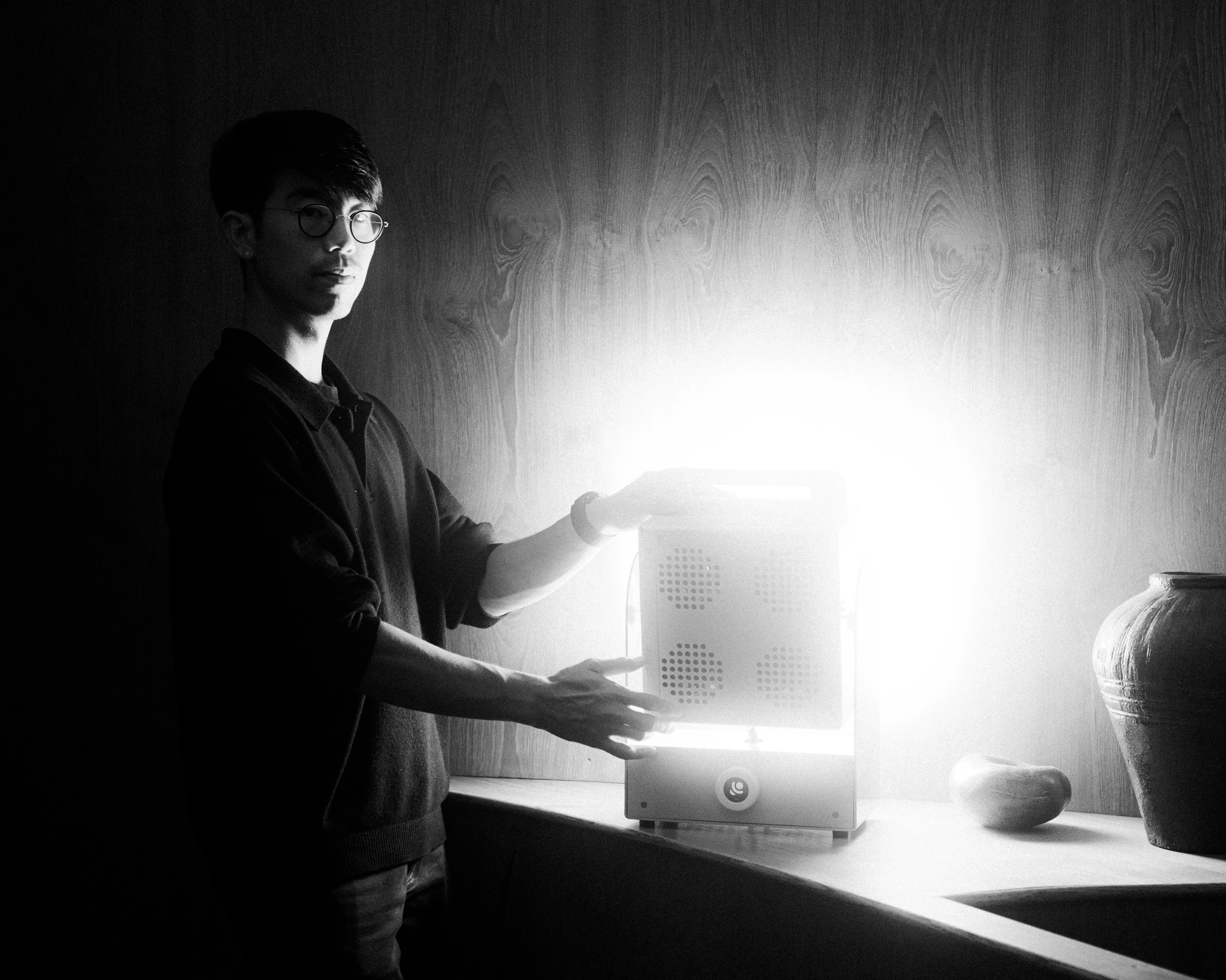 A Rhythm sunlight generator lighting a room — After dark