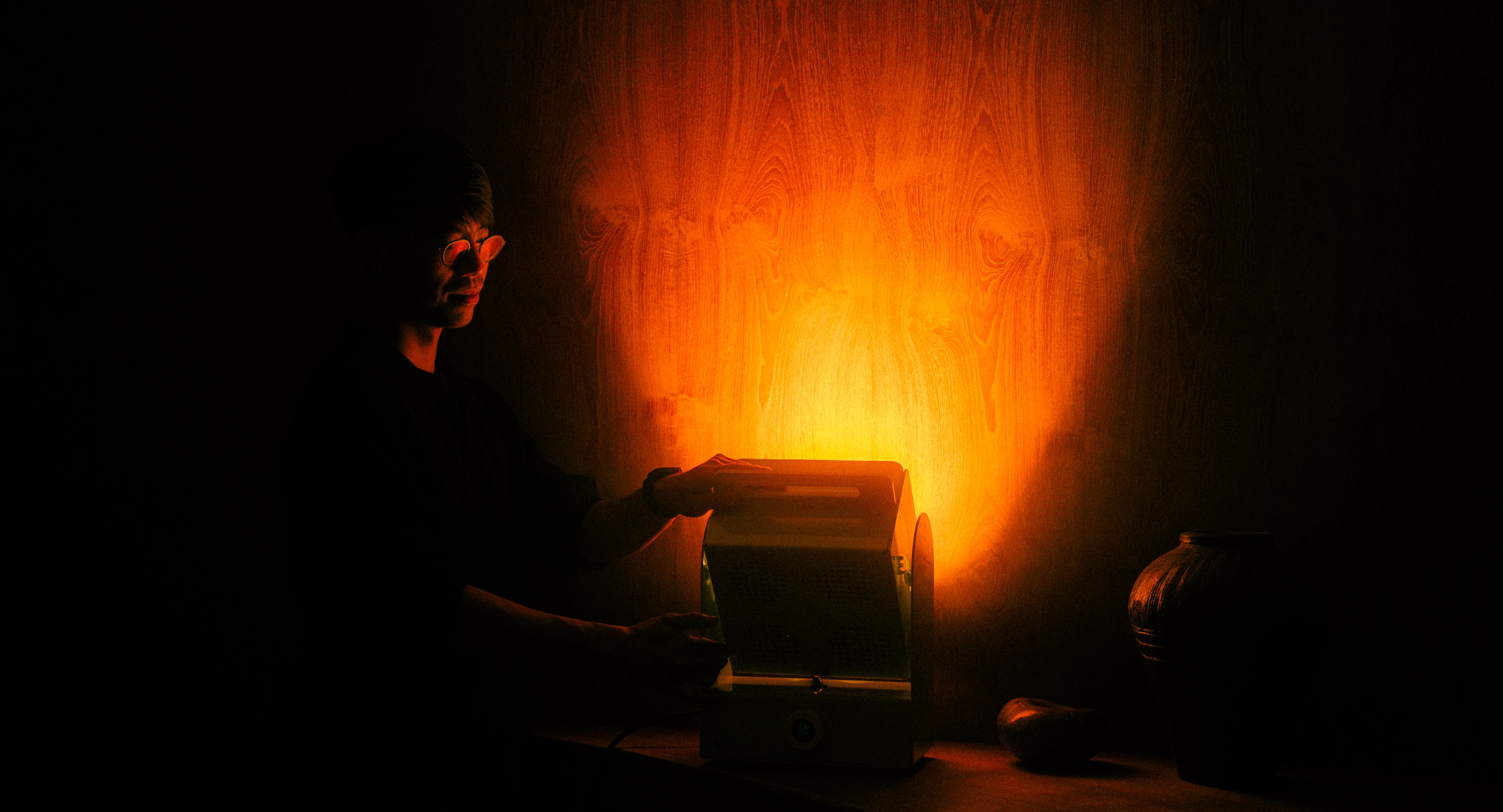 A Rhythm sunlight generator lighting a room — After dark