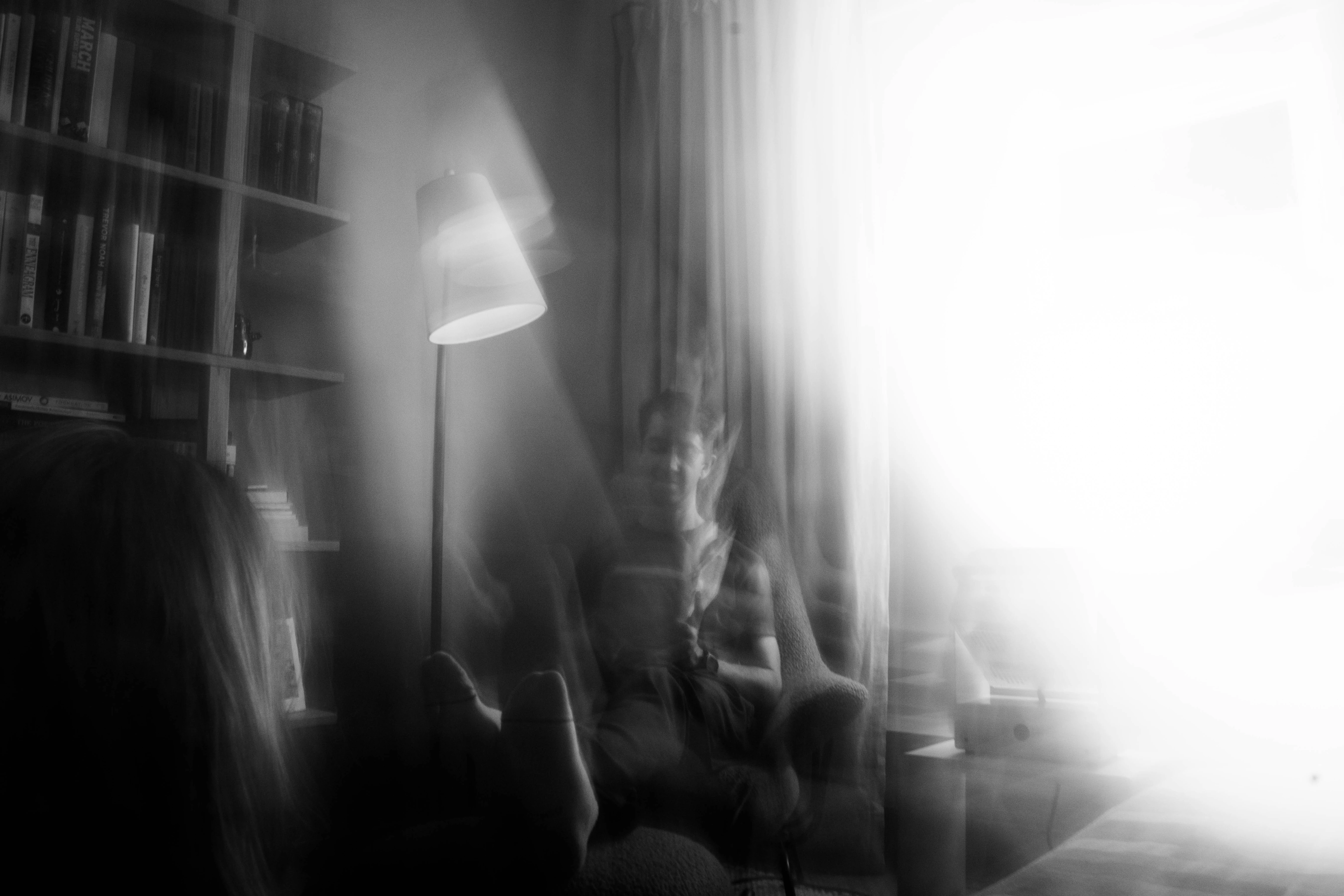 A Rhythm sunlight generator lighting a room — An evening indoors