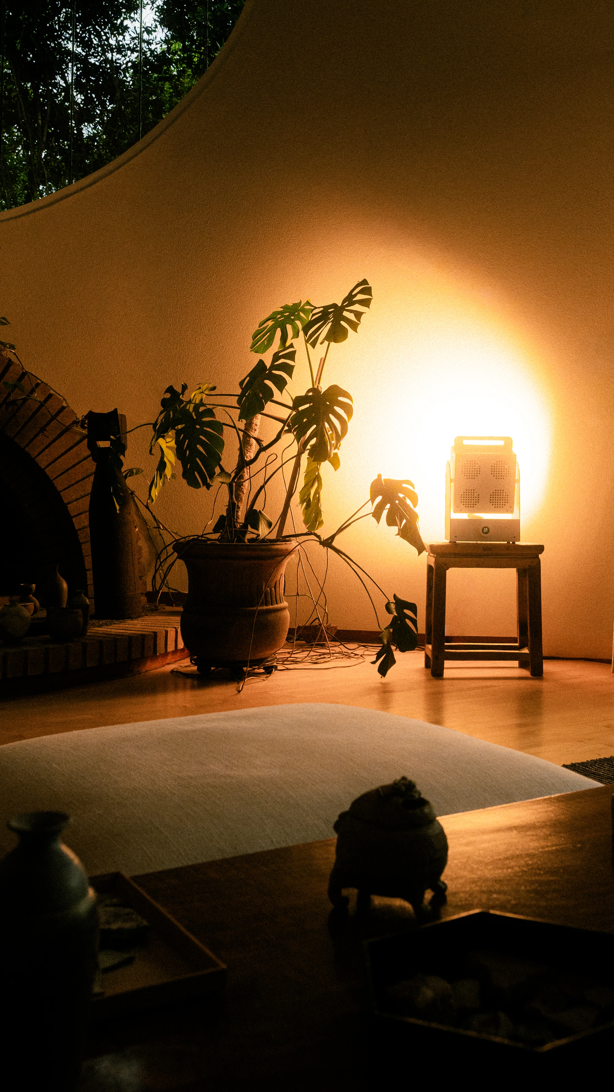 A Rhythm sunlight generator lighting a room — The Moon House