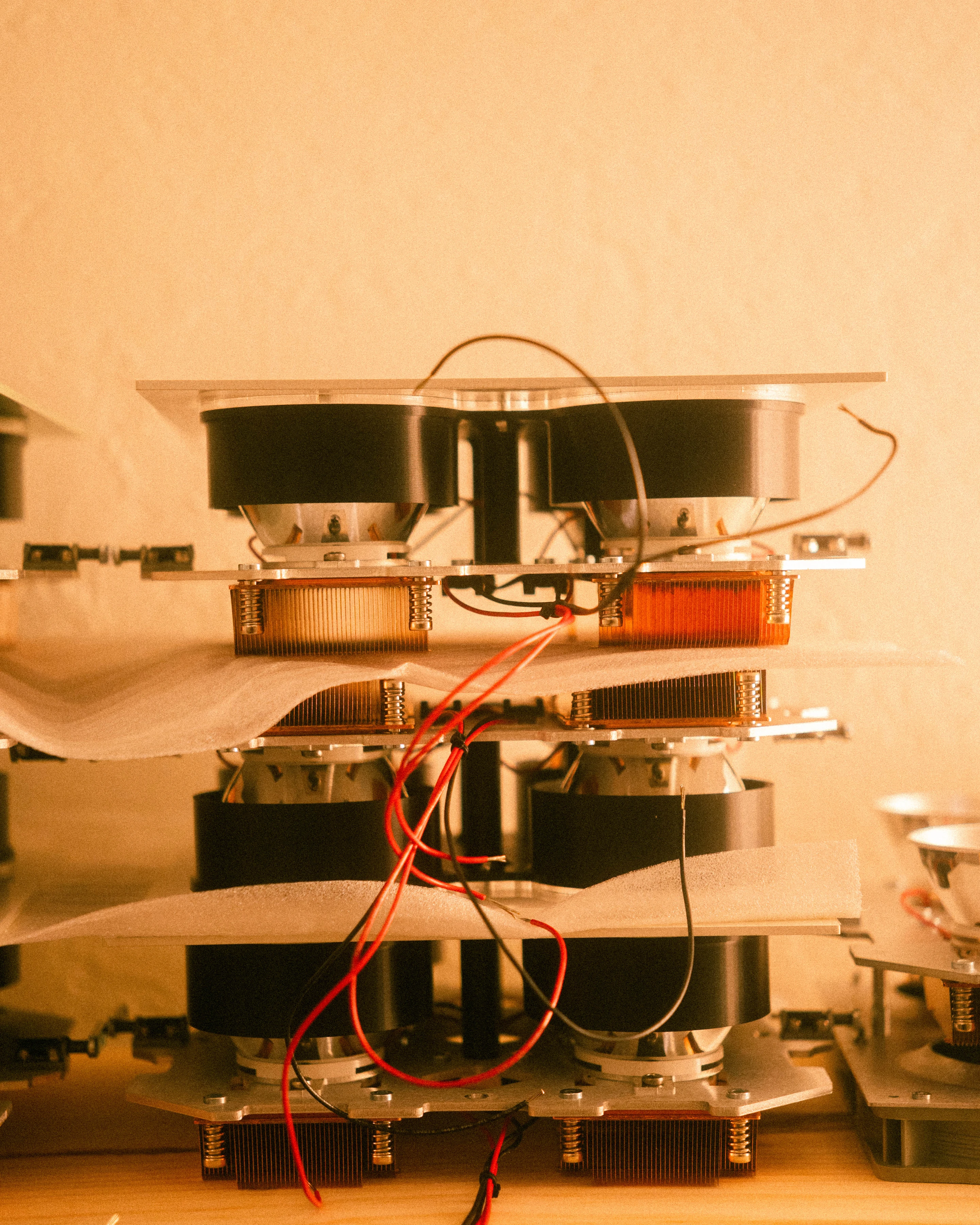 A Rhythm sunlight generator being assembled by hand in the San Francisco workshop