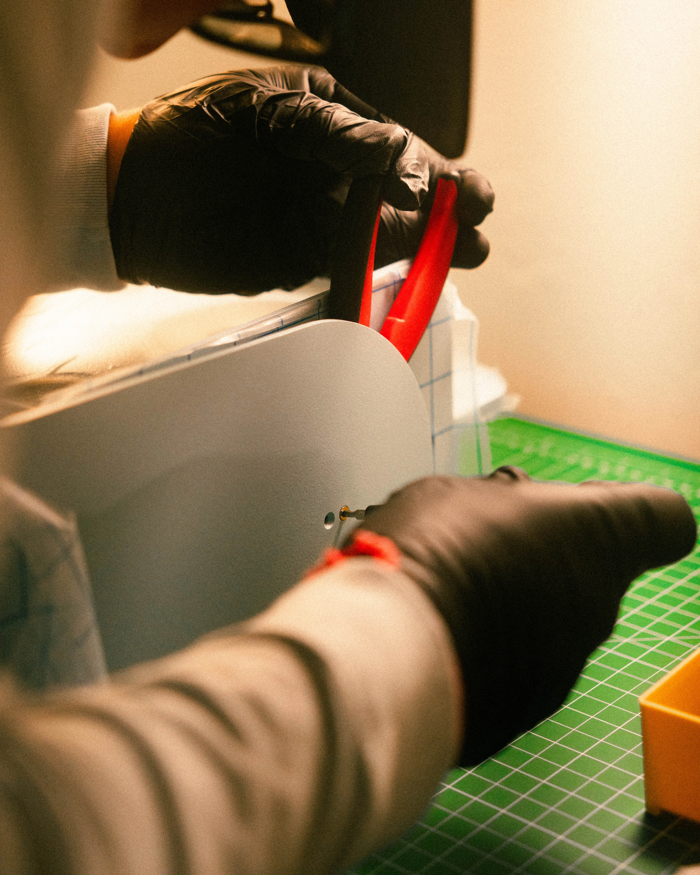 A Rhythm sunlight generator being assembled by hand in the San Francisco workshop
