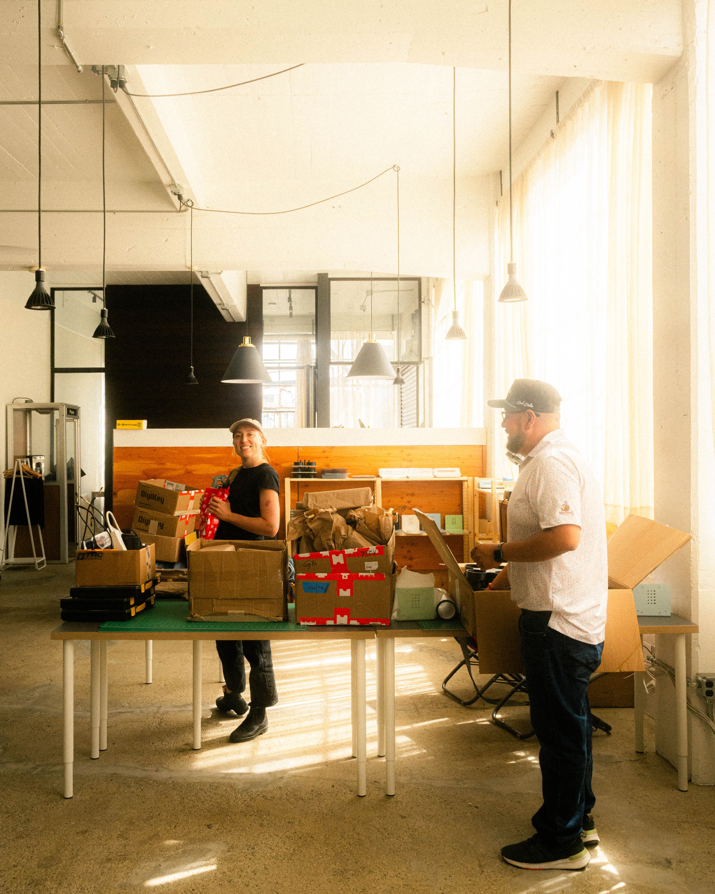 A Rhythm sunlight generator being assembled by hand in the San Francisco workshop