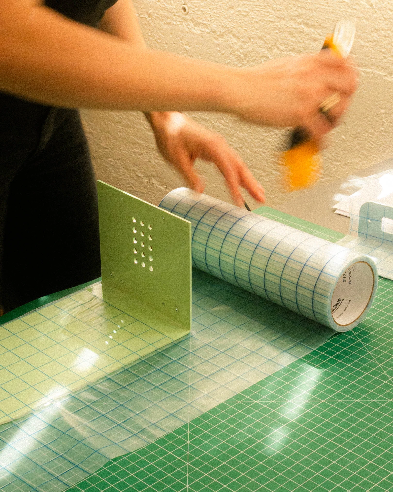 A Rhythm sunlight generator being assembled by hand in the San Francisco workshop