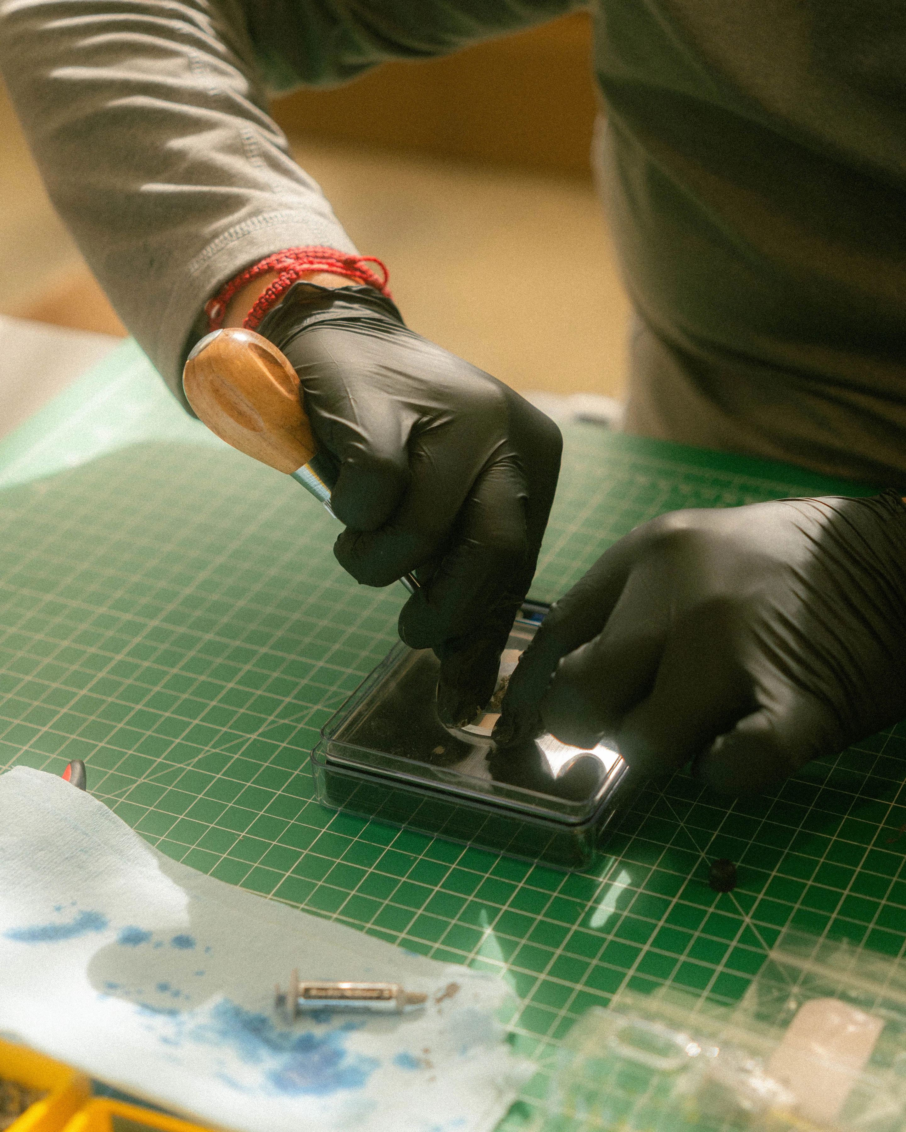 A Rhythm sunlight generator being assembled by hand in the San Francisco workshop