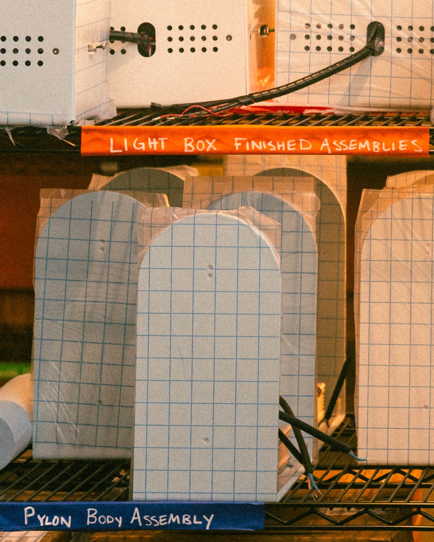 A Rhythm sunlight generator being assembled by hand in the San Francisco workshop